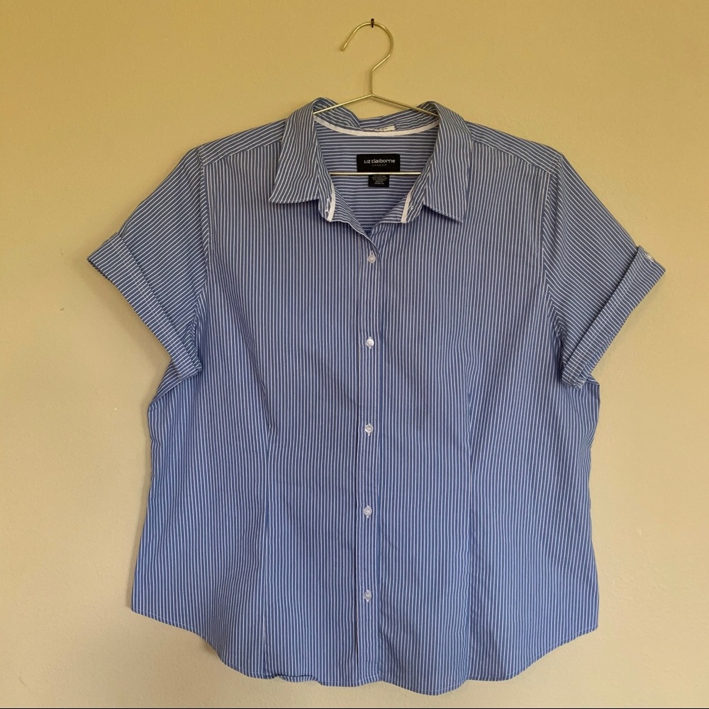 Liz Claiborne Blouse Stripes Blue Size XL